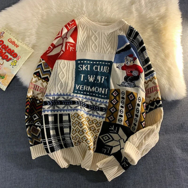 Stilla | Unisex Patchwork Trøje Ski Club