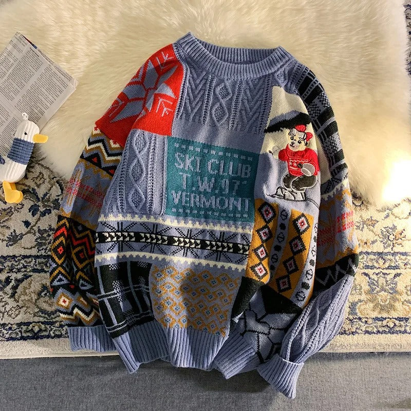 Stilla | Unisex Patchwork Trøje Ski Club