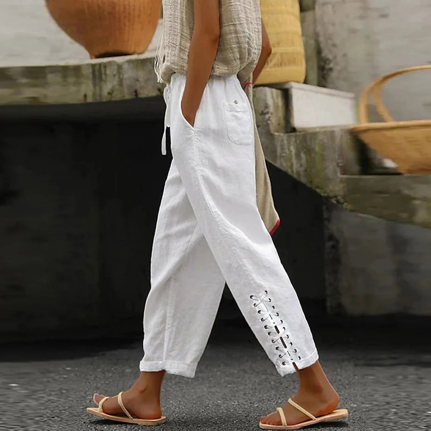 Stilla | Casual Baggy Bukser med Brede Ben