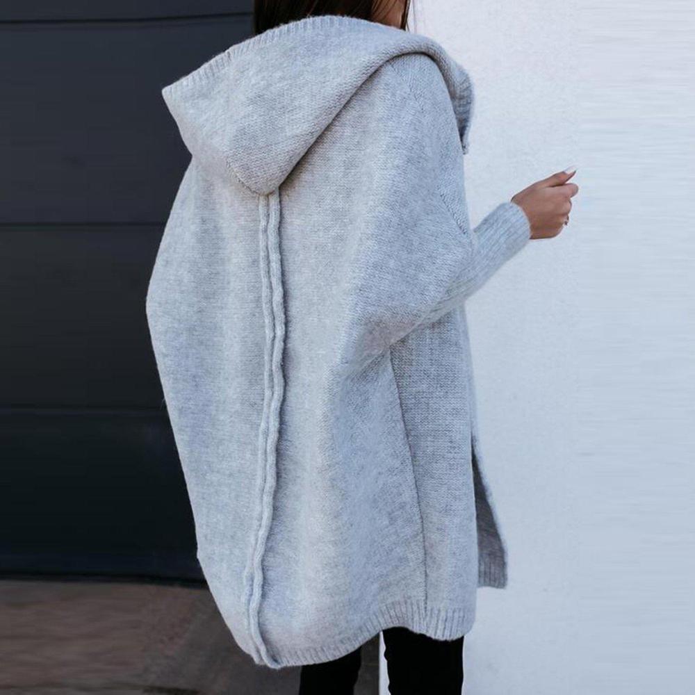 Stilla - Oversize Boxy-Langærmet Strikjakke med Hætte