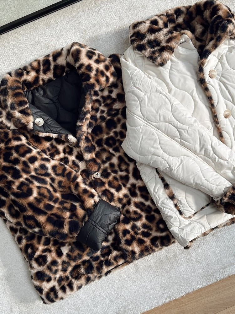 Stilla | Vendbar Anorak Med Leopardmønster