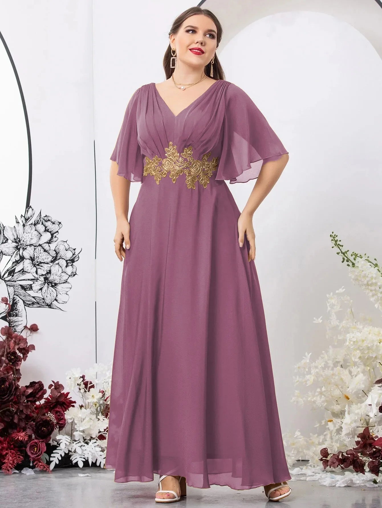 Stilla | Kvindernes 1 7xl Mode Designer Brudepige Chiffon Lange Kjoler (plus Størrelse)