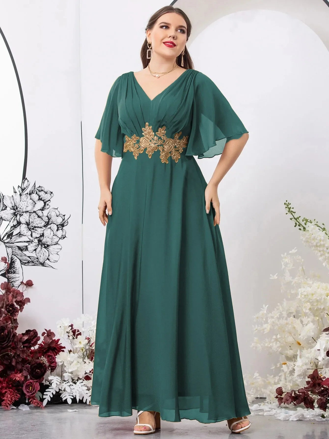 Stilla | Kvindernes 1 7xl Mode Designer Brudepige Chiffon Lange Kjoler (plus Størrelse)