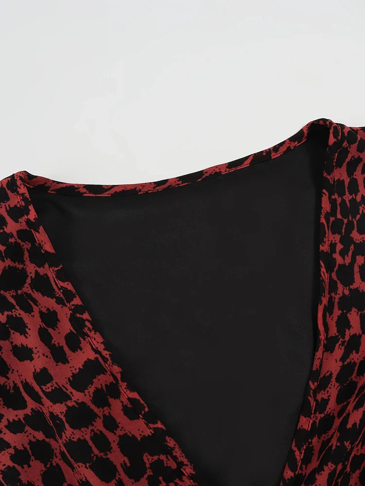 Stilla | Kvinders 2 5xl Mode Designer Chiffon Leopard Korte Kjoler (plus Størrelse)
