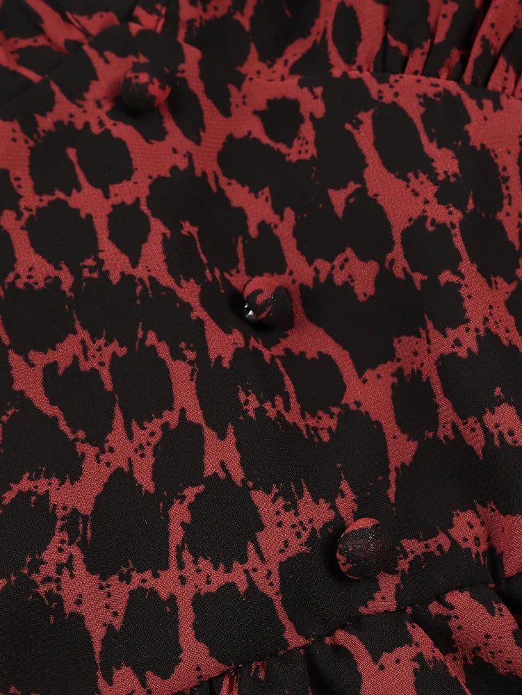 Stilla | Kvinders 2 5xl Mode Designer Chiffon Leopard Korte Kjoler (plus Størrelse)