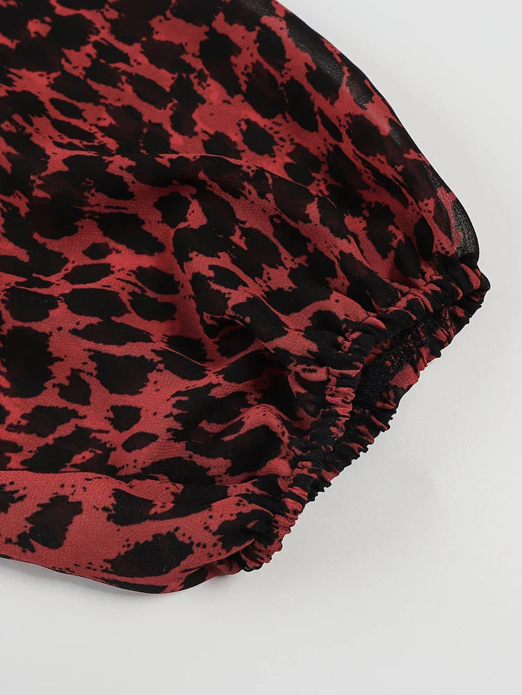 Stilla | Kvinders 2 5xl Mode Designer Chiffon Leopard Korte Kjoler (plus Størrelse)