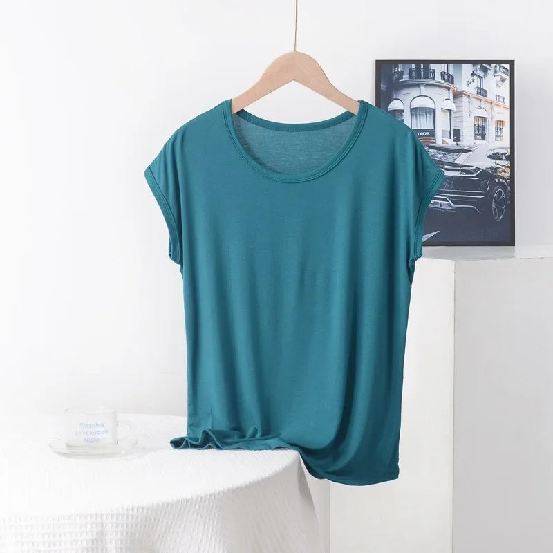 Stilla | Kvinders 3 8xl Modal Mode Designer Bluser T-Shirts (plus Størrelse)
