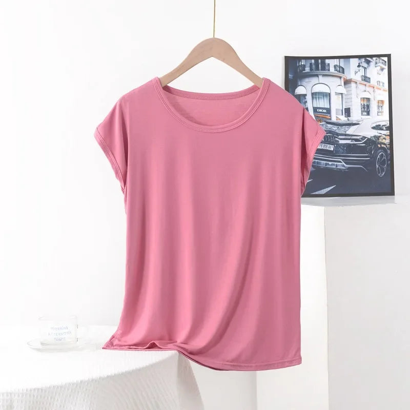 Stilla | Kvinders 3 8xl Modal Mode Designer Bluser T-Shirts (plus Størrelse)