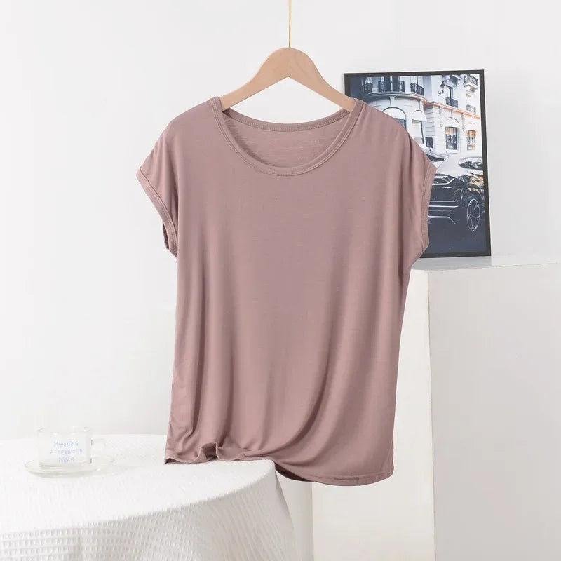 Stilla | Kvinders 3 8xl Modal Mode Designer Bluser T-Shirts (plus Størrelse)