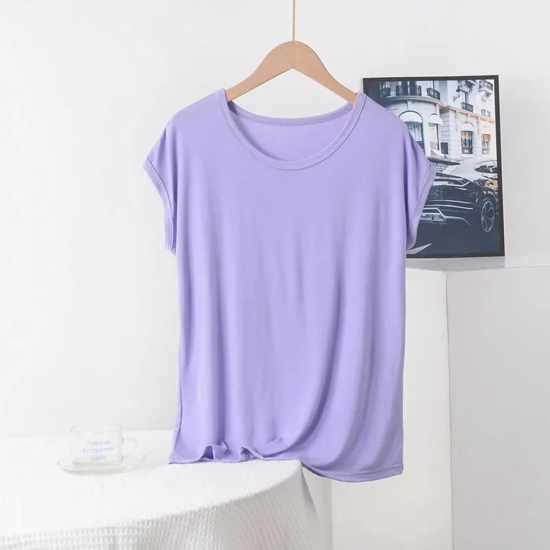 Stilla | Kvinders 3 8xl Modal Mode Designer Bluser T-Shirts (plus Størrelse)