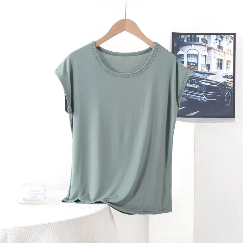 Stilla | Kvinders 3 8xl Modal Mode Designer Bluser T-Shirts (plus Størrelse)