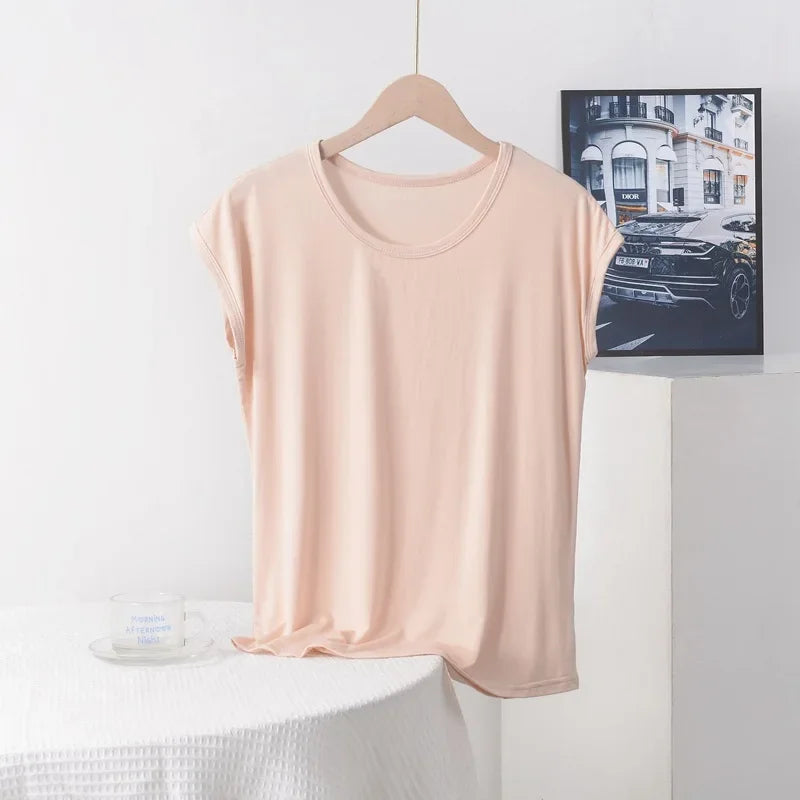 Stilla | Kvinders 3 8xl Modal Mode Designer Bluser T-Shirts (plus Størrelse)