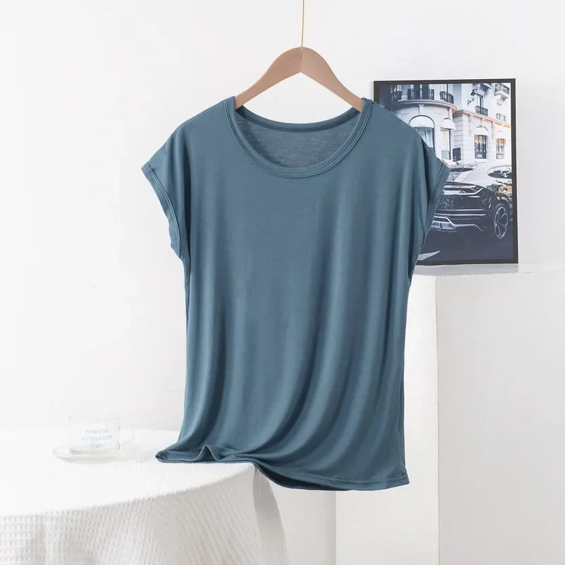 Stilla | Kvinders 3 8xl Modal Mode Designer Bluser T-Shirts (plus Størrelse)