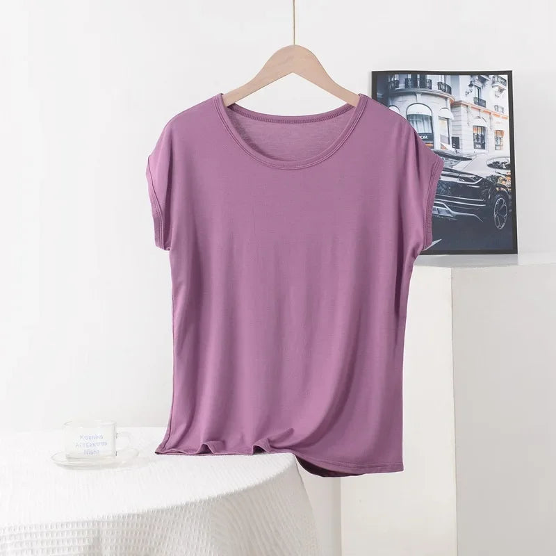 Stilla | Kvinders 3 8xl Modal Mode Designer Bluser T-Shirts (plus Størrelse)