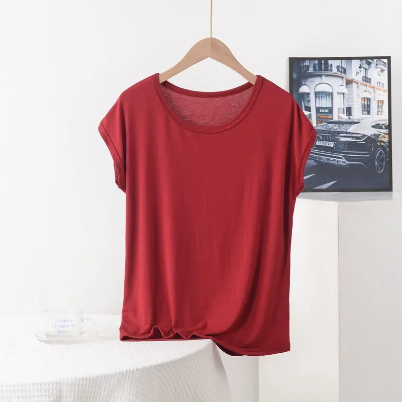 Stilla | Kvinders 3 8xl Modal Mode Designer Bluser T-Shirts (plus Størrelse)