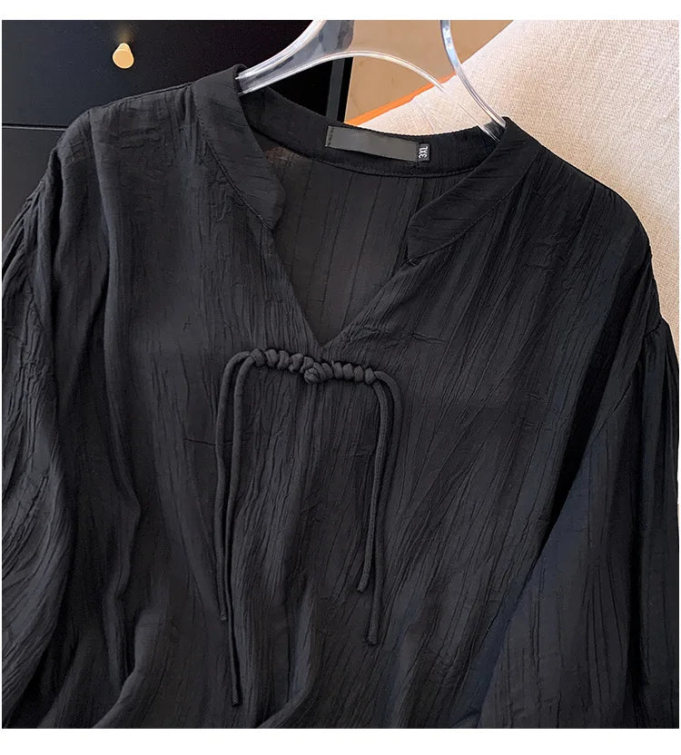 Stilla | Kvinders 5 9xl V-Hals Mode Designer Bluse Toppe (plus Størrelse)