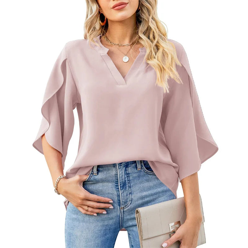 Stilla | Kvinders Asymmetrisk Flæseærme Mode Designer Top T-Shirts