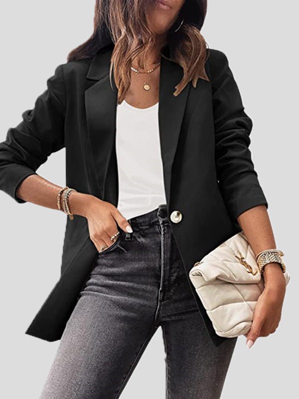 Stilla | Kvinders Blazere Afslappet Solid Krave Slank Fit Langærmet Blazer