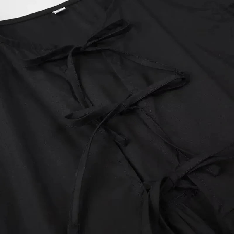 Stilla | Kvinders Bluse Sløjfe Binde Bag Mode Designer Puffede Ærmer T-Shirts