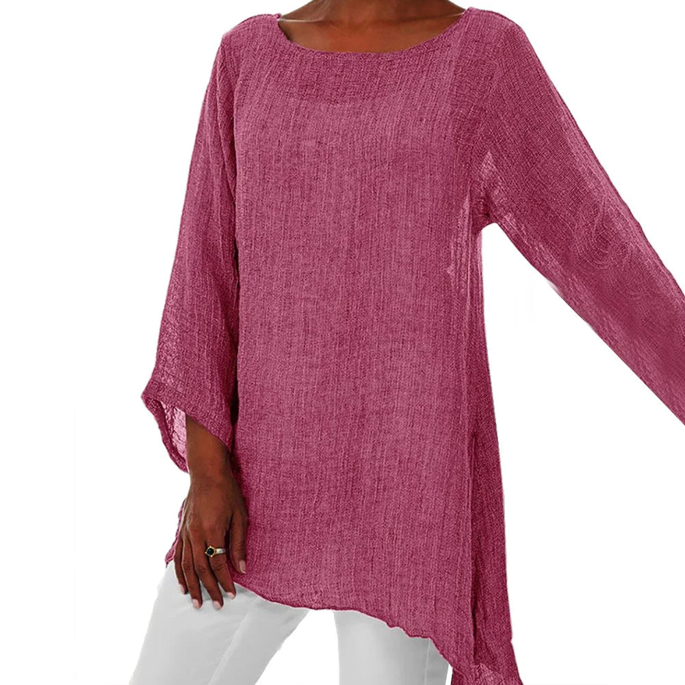 Stilla | Kvinders Bluse Bomulds Linned 4xl Mode Designer Langærmede Toppe (plus Størrelse)