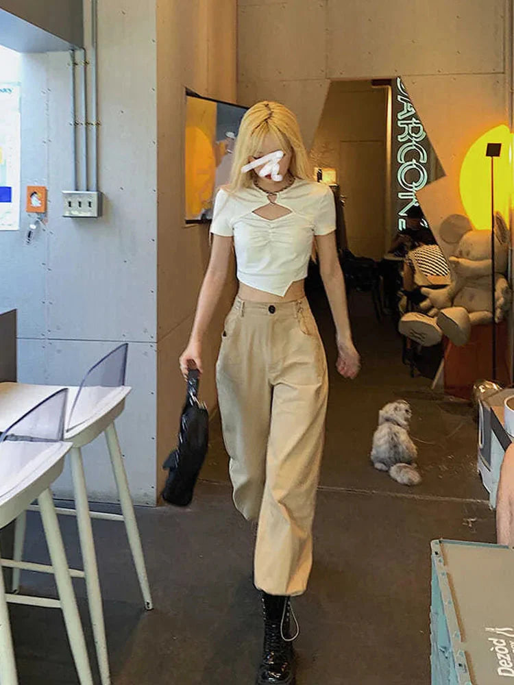 Stilla | Kvinder Bluser Asymmetrisk Hallow Ud Toppe Mode Designer T-Shirts