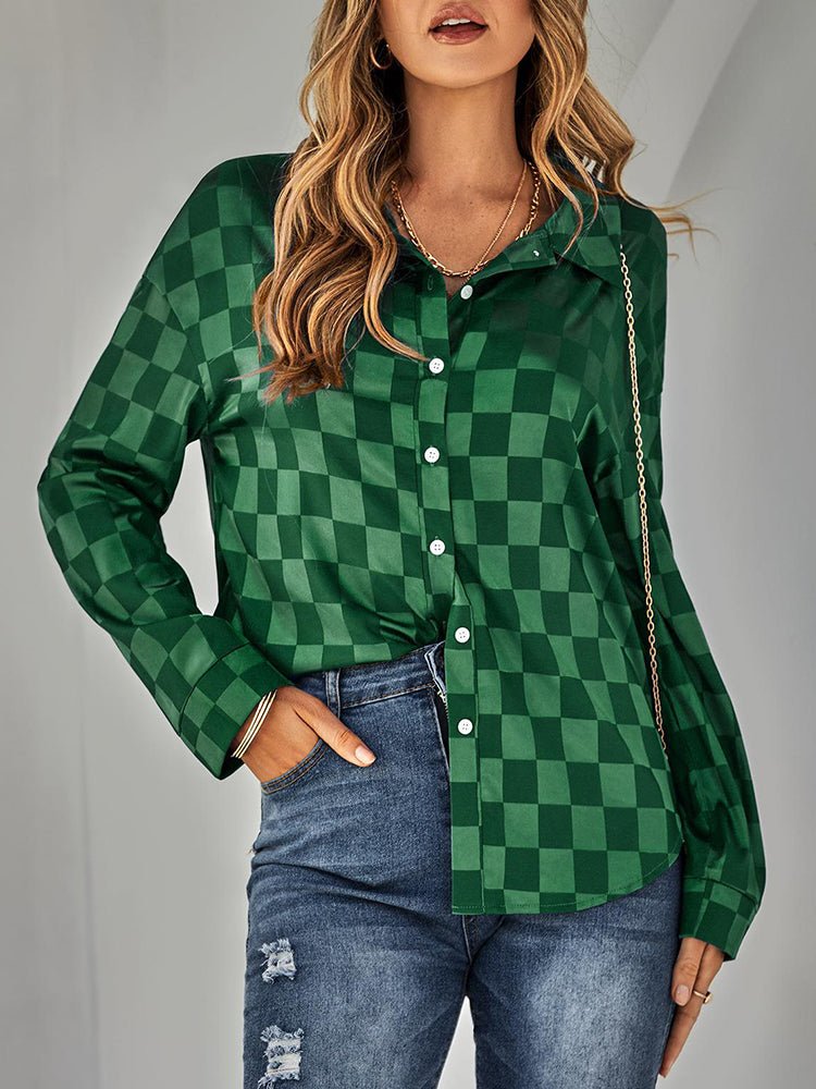 Stilla | Kvinders Bluser Mode Slim Ternet Langærmet Bluse