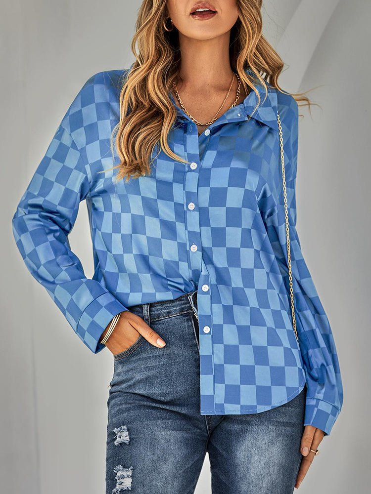 Stilla | Kvinders Bluser Mode Slim Ternet Langærmet Bluse