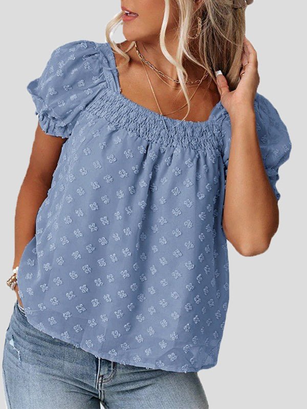 Stilla | Kvinders Bluser Jacquard Firkantet Hals Chiffon Bluse