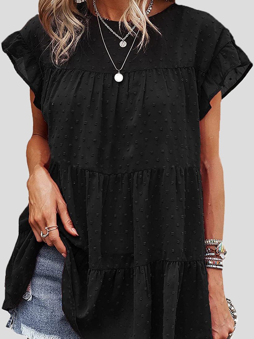 Stilla | Kvindernes Bluser Løs Pindsvine Prikket Flæseærme Bluse