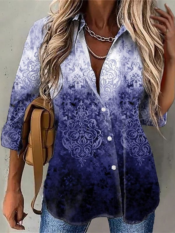 Stilla | Kvinders Bluser Tie Dye Print Knap Lange Ærmer Bluse