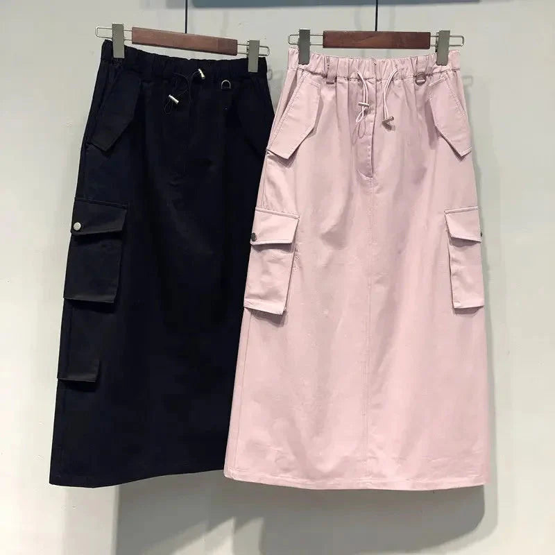 Stilla | Kvindernes Cargo Mode Designer 2 5xl Midi Nederdele (plus Størrelse)