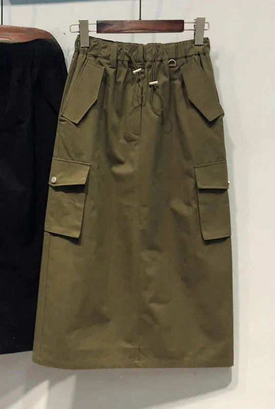 Stilla | Kvindernes Cargo Mode Designer 2 5xl Midi Nederdele (plus Størrelse)