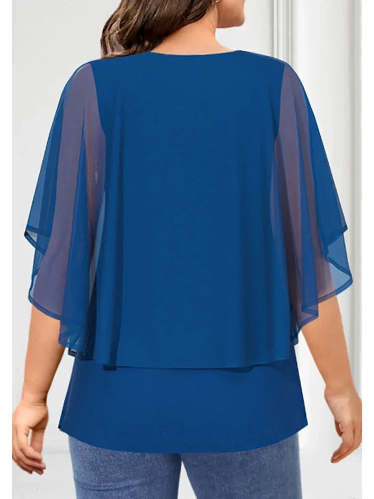 Stilla | Kvinders Chiffon Bluse 3x5l Fashion Designer T-Shirts (plus Størrelse)