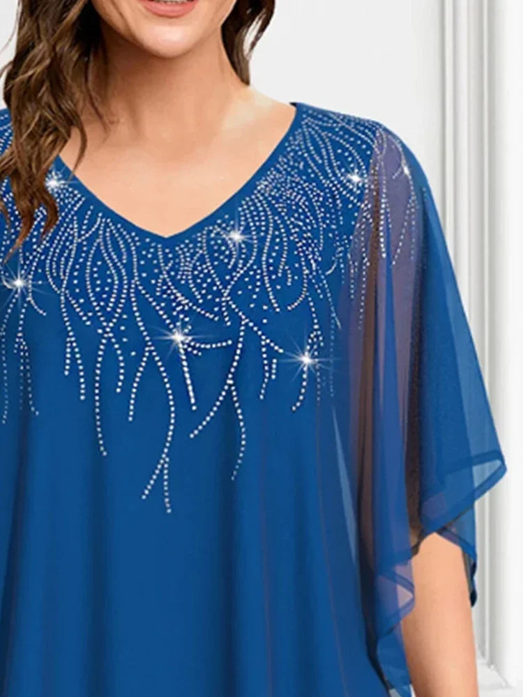 Stilla | Kvinders Chiffon Bluse 3x5l Fashion Designer T-Shirts (plus Størrelse)