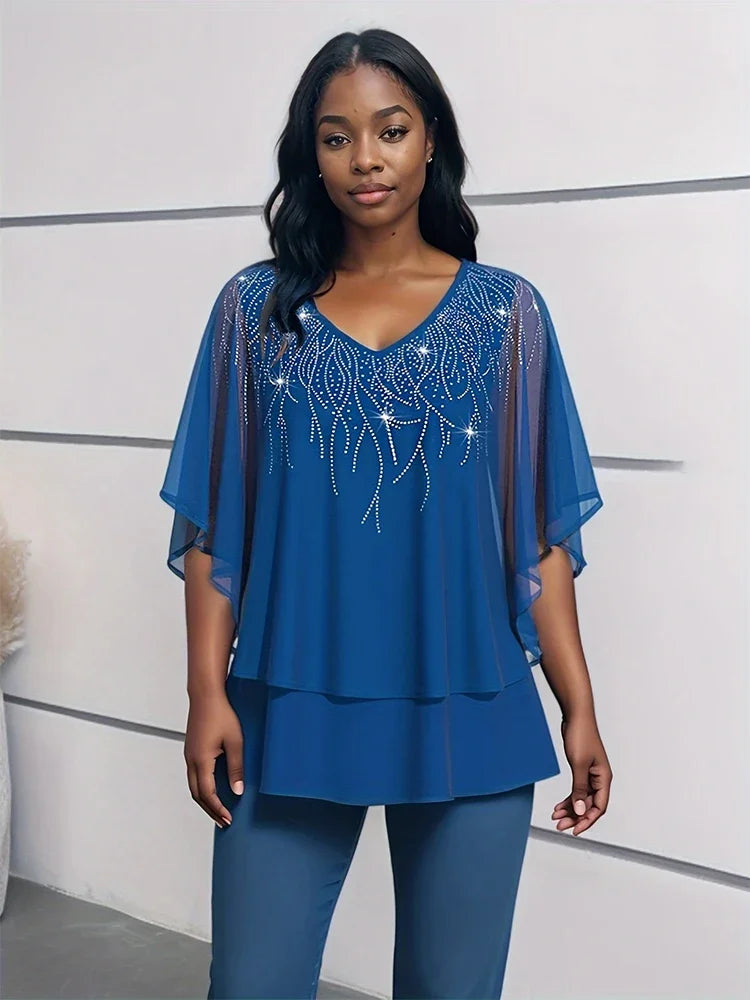 Stilla | Kvinders Chiffon Bluse 3x5l Fashion Designer T-Shirts (plus Størrelse)