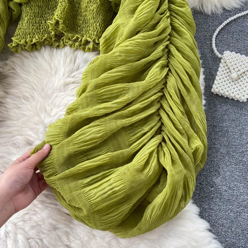 Stilla | Kvinders Chiffon Flæse Mode Designer Blusas Super Lange Ærmer Toppe