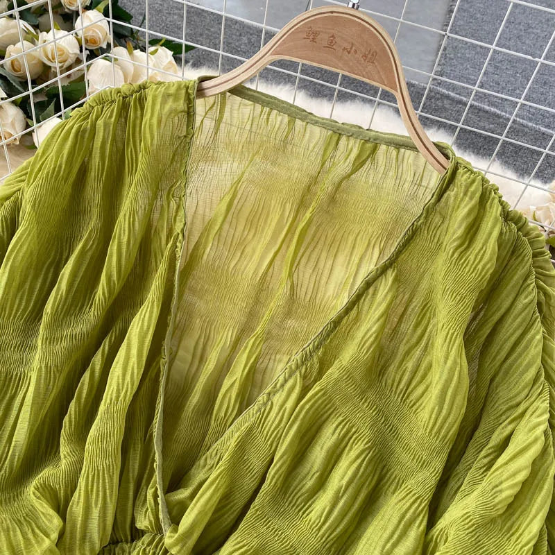 Stilla | Kvinders Chiffon Flæse Mode Designer Blusas Super Lange Ærmer Toppe