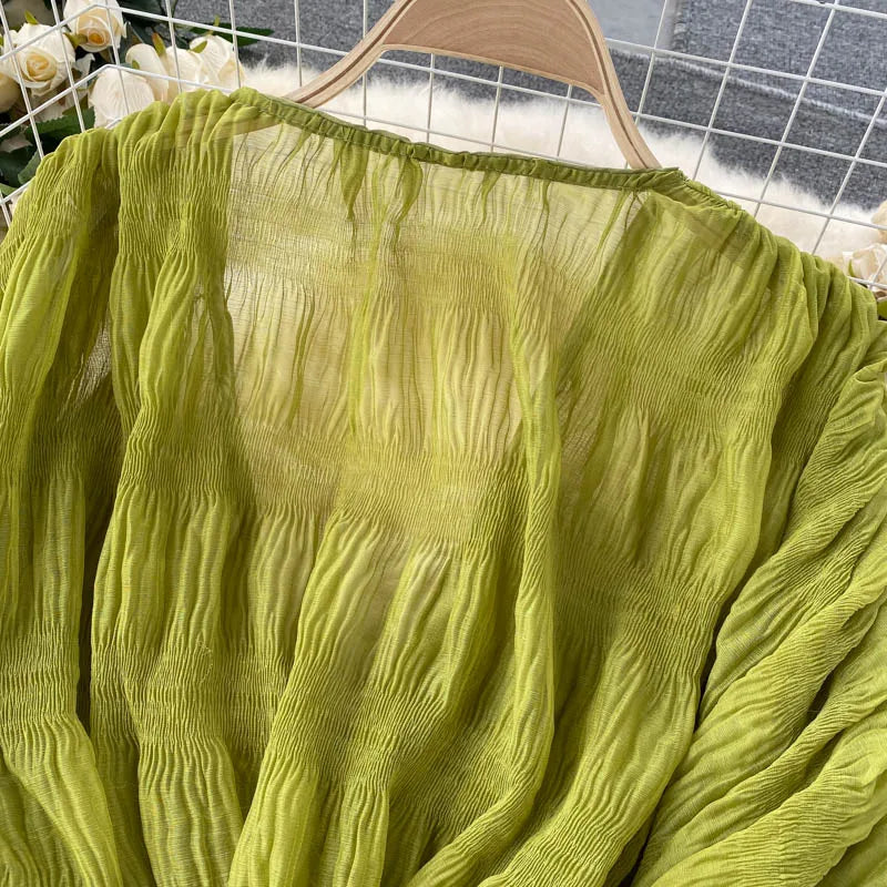 Stilla | Kvinders Chiffon Flæse Mode Designer Blusas Super Lange Ærmer Toppe