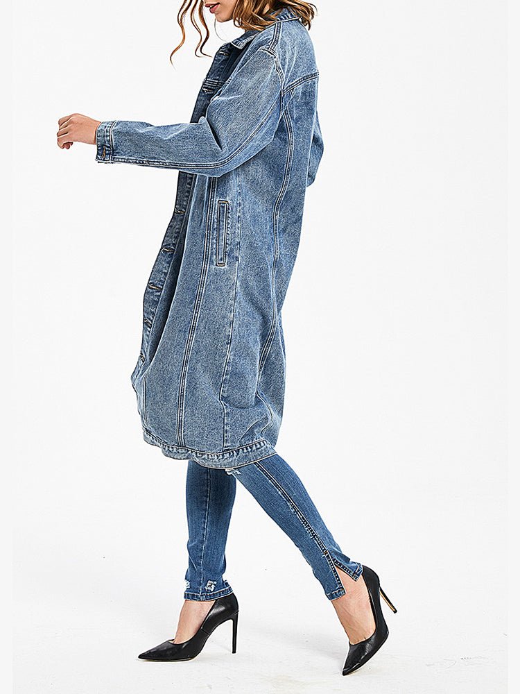 Stilla | Kvinders Frakker Denim Langærmet Enkeltknapfrakke