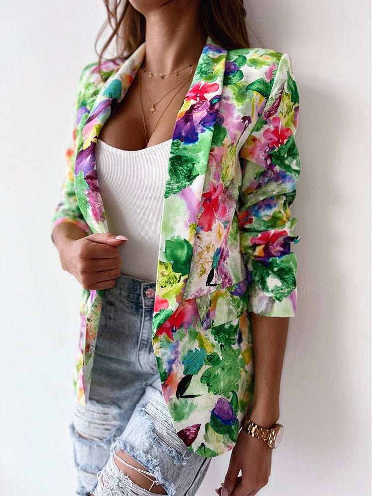 Stilla | Damernes Frakker Mode Blomstret Print Puder Skulder Frakke