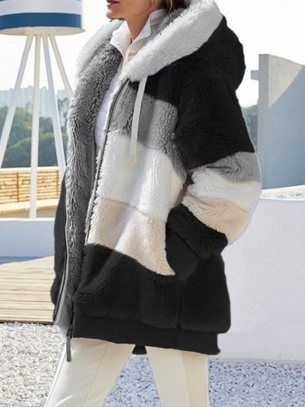 Stilla | Kvinders Frakker Varme Fleece Patchwork Løs Frakke