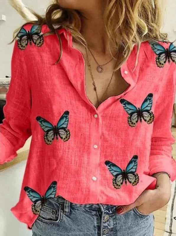 Stilla | Kvinders Bomuld Mode Designer Skjorte 5xl Linned Lange Ærmer Toppe (plus Størrelse)