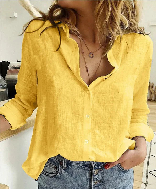 Stilla | Kvinders Bomuld Mode Designer Skjorte 5xl Linned Lange Ærmer Toppe (plus Størrelse)