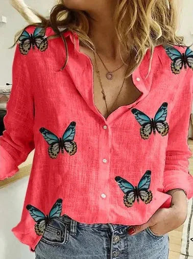 Stilla | Kvinders Bomuld Mode Designer Skjorte 5xl Linned Lange Ærmer Toppe (plus Størrelse)