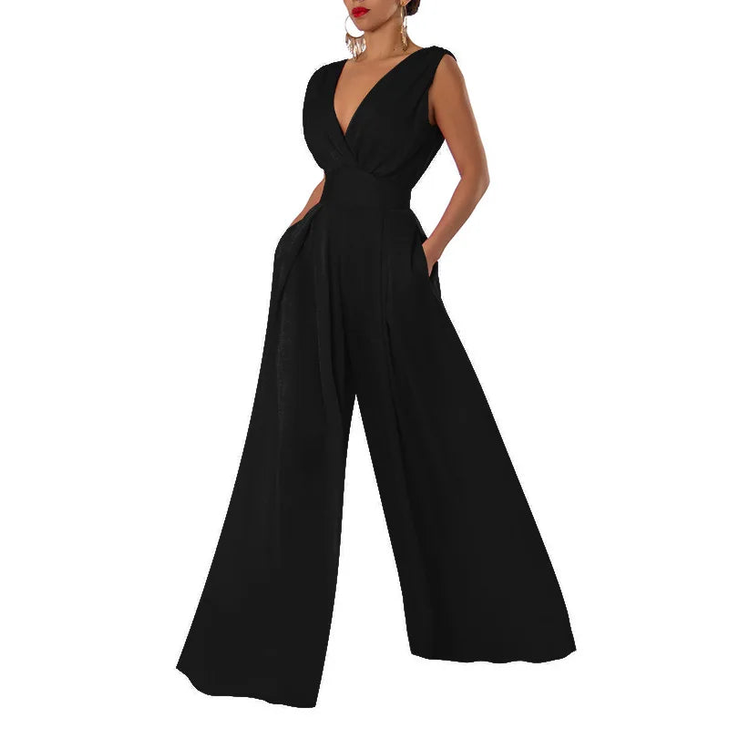 Stilla | Kvinders Dyb V-Uden Ærmer Rompere Mode Designer Playsuits Jumpsuits