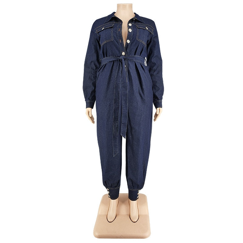 Stilla | Kvinders Denim Jumpsuit 2 5xl Mode Designer Overall Rompers (plus Størrelse)