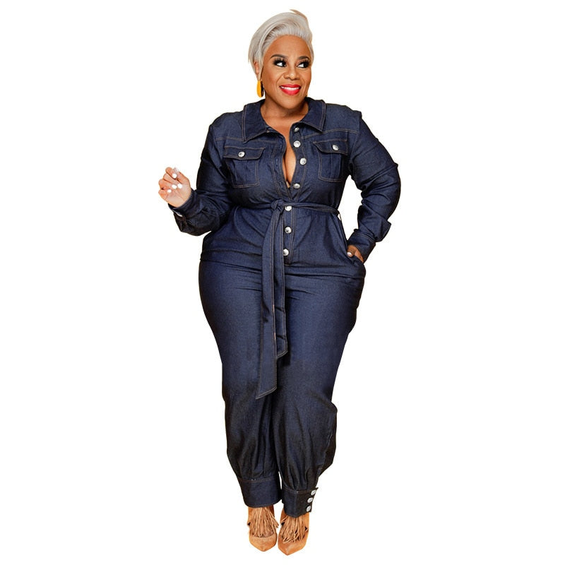 Stilla | Kvinders Denim Jumpsuit 2 5xl Mode Designer Overall Rompers (plus Størrelse)