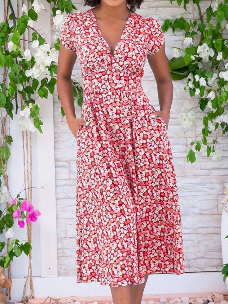 Stilla | Kvinder Kjoler Bohemian Print V-hals Lomme Kjole
