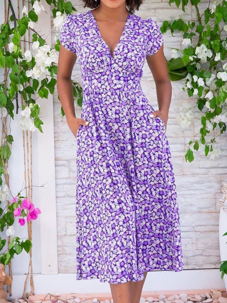 Stilla | Kvinder Kjoler Bohemian Print V-hals Lomme Kjole