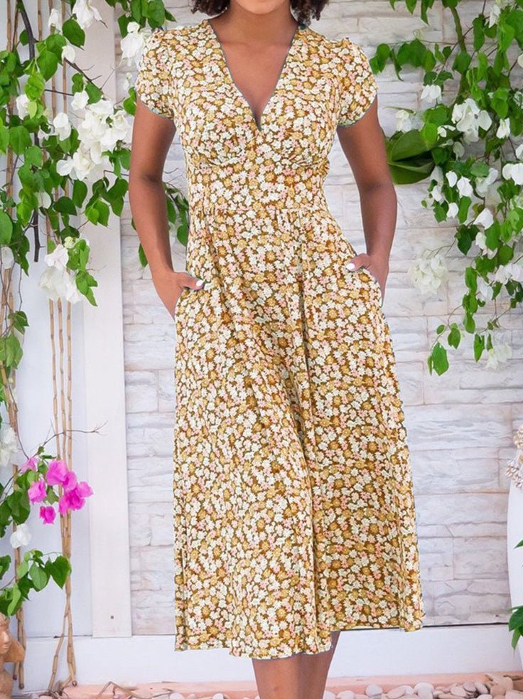 Stilla | Kvinder Kjoler Bohemian Print V-hals Lomme Kjole